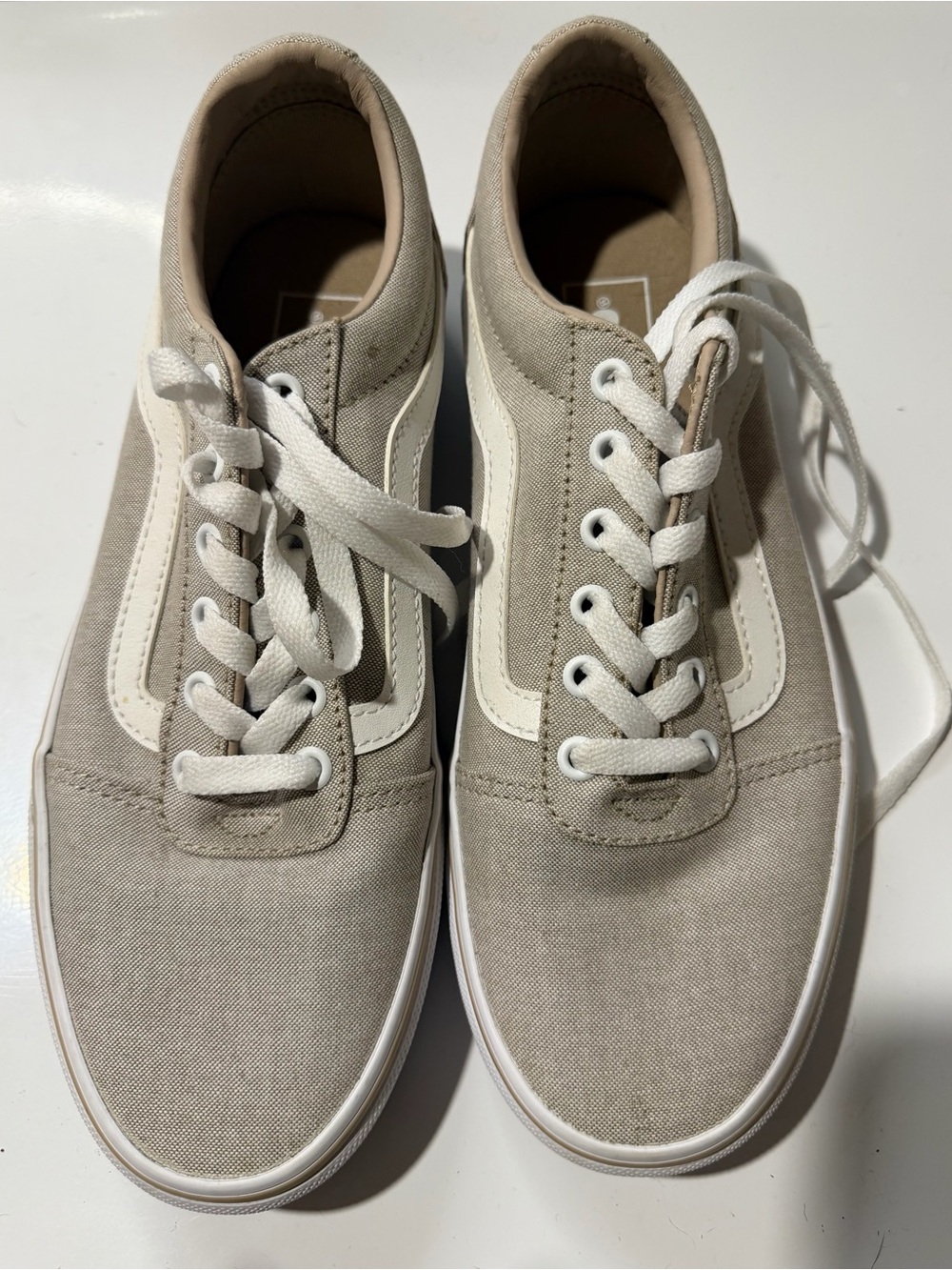 Vans Women's Casual Canvas Sneakers - Beige/White
